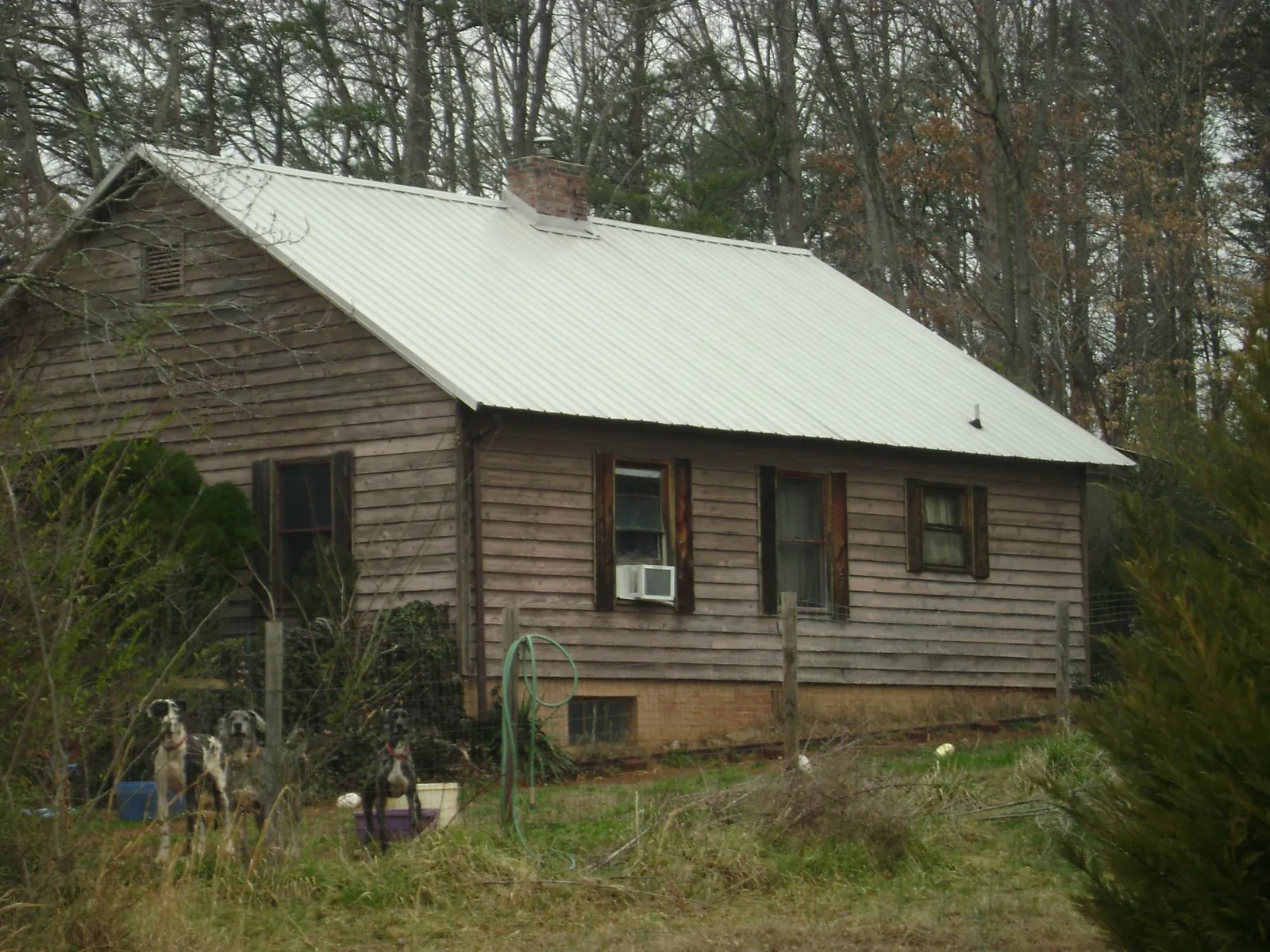 White metal roof on an old wood sided farmhouse, from a Asphalt Shingle Roof Repair job in Alhambra